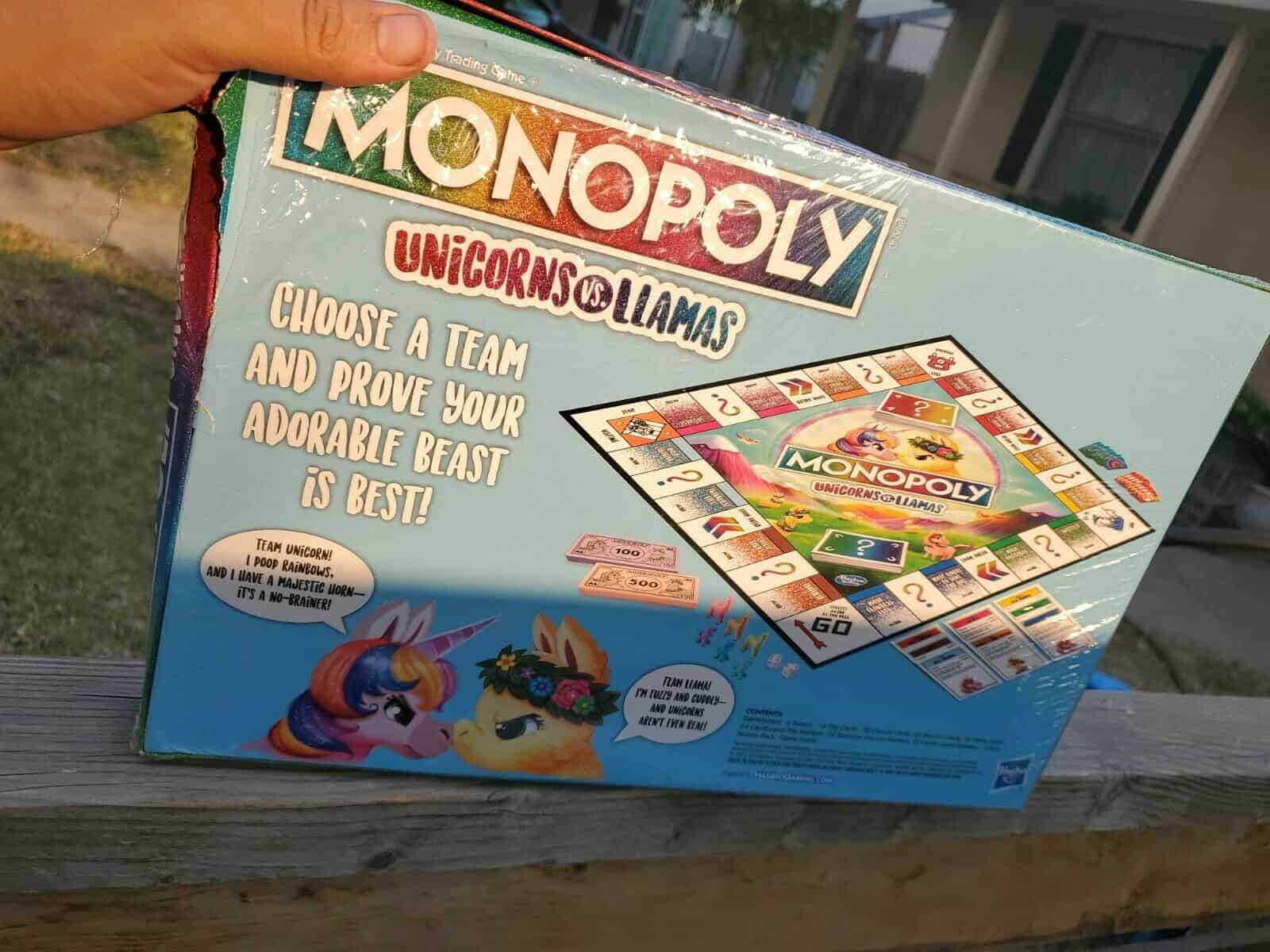 Monopoly Unicorns Vs Llamas Board Game Kid Toy Gift 