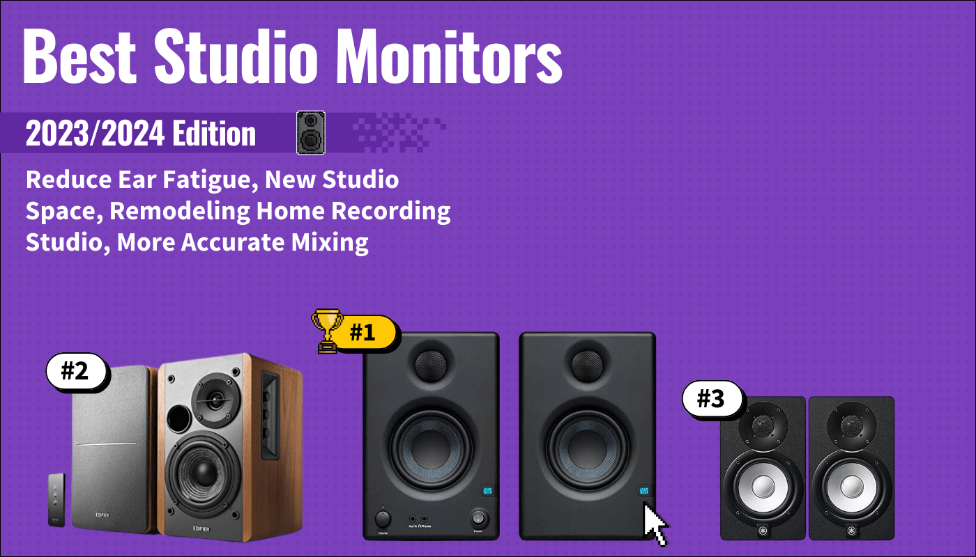 best studio monitors featured image that shows the top three best speaker models