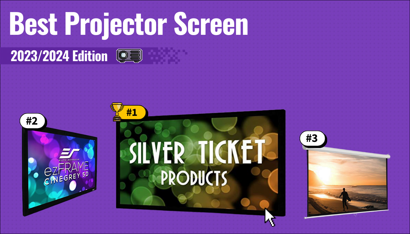 best projector screen featured image that shows the top three best projector models