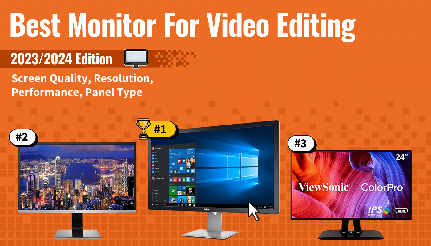 best monitor for video editing featured image that shows the top three best computer monitor models