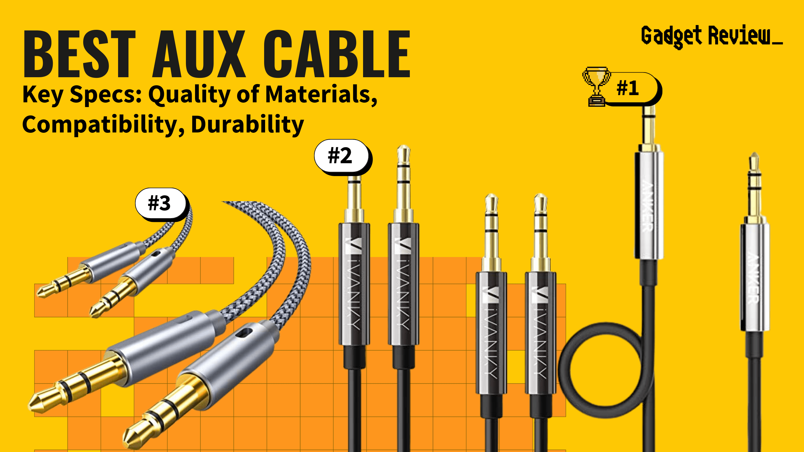 best aux cable featured image that shows the top three best speaker models