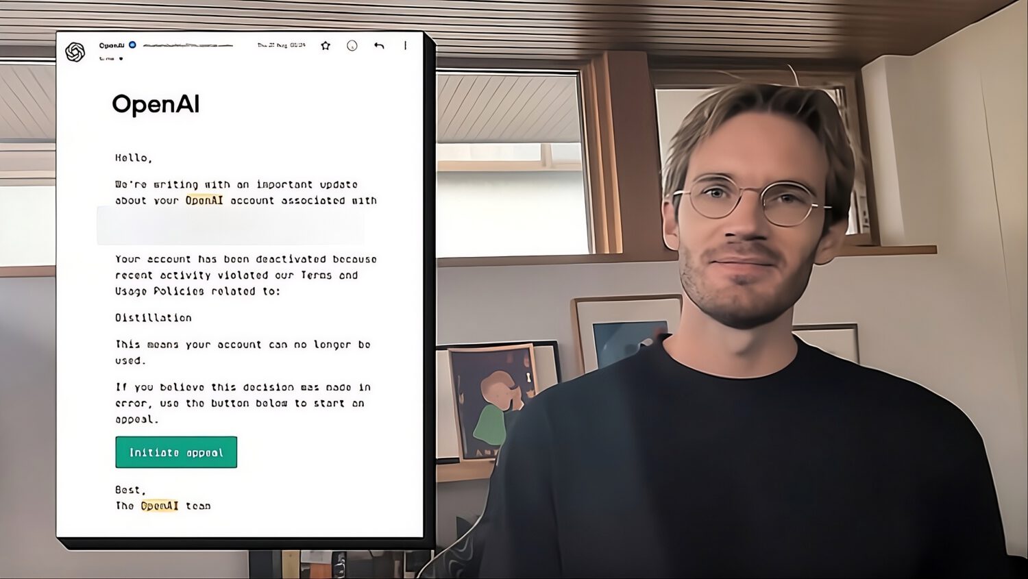 Photograph accompanying PewDiePie says OpenAI banned him twice as he trained his Ajax model on GPT-5.6 Sol outputs