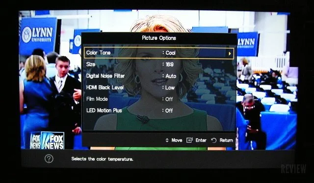 Picture Options on screen