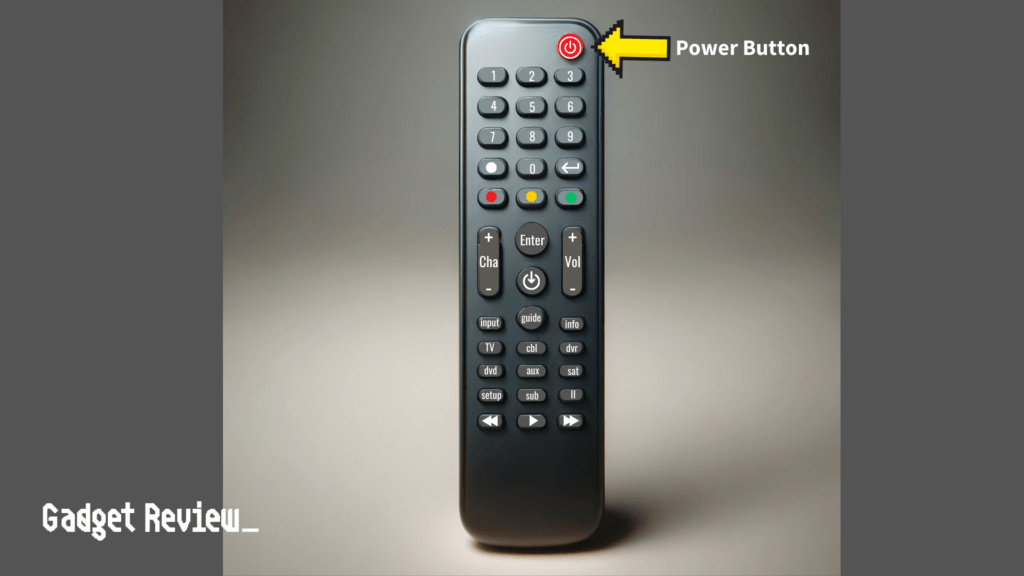Pointing at the power button in a remote