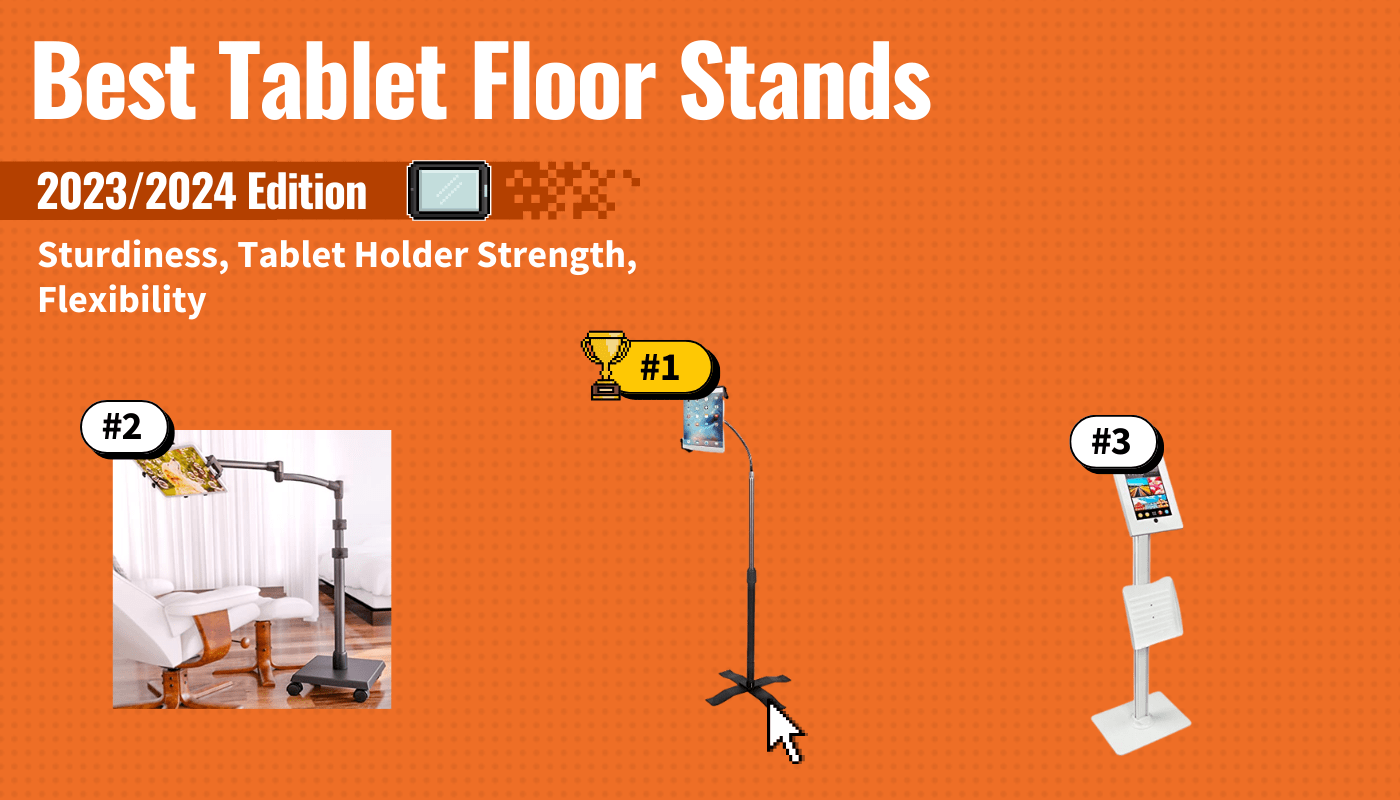 best tablet floor stands featured image that shows the top three best tablet models