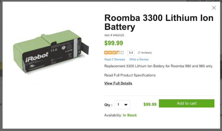 Repair Costs Roomba 960 v 980