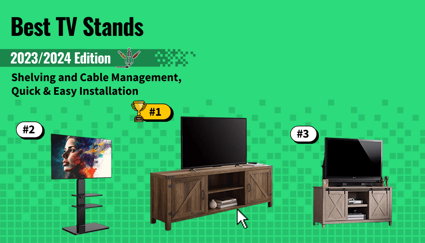 best tv stands featured image that shows the top three best tv accessorie models
