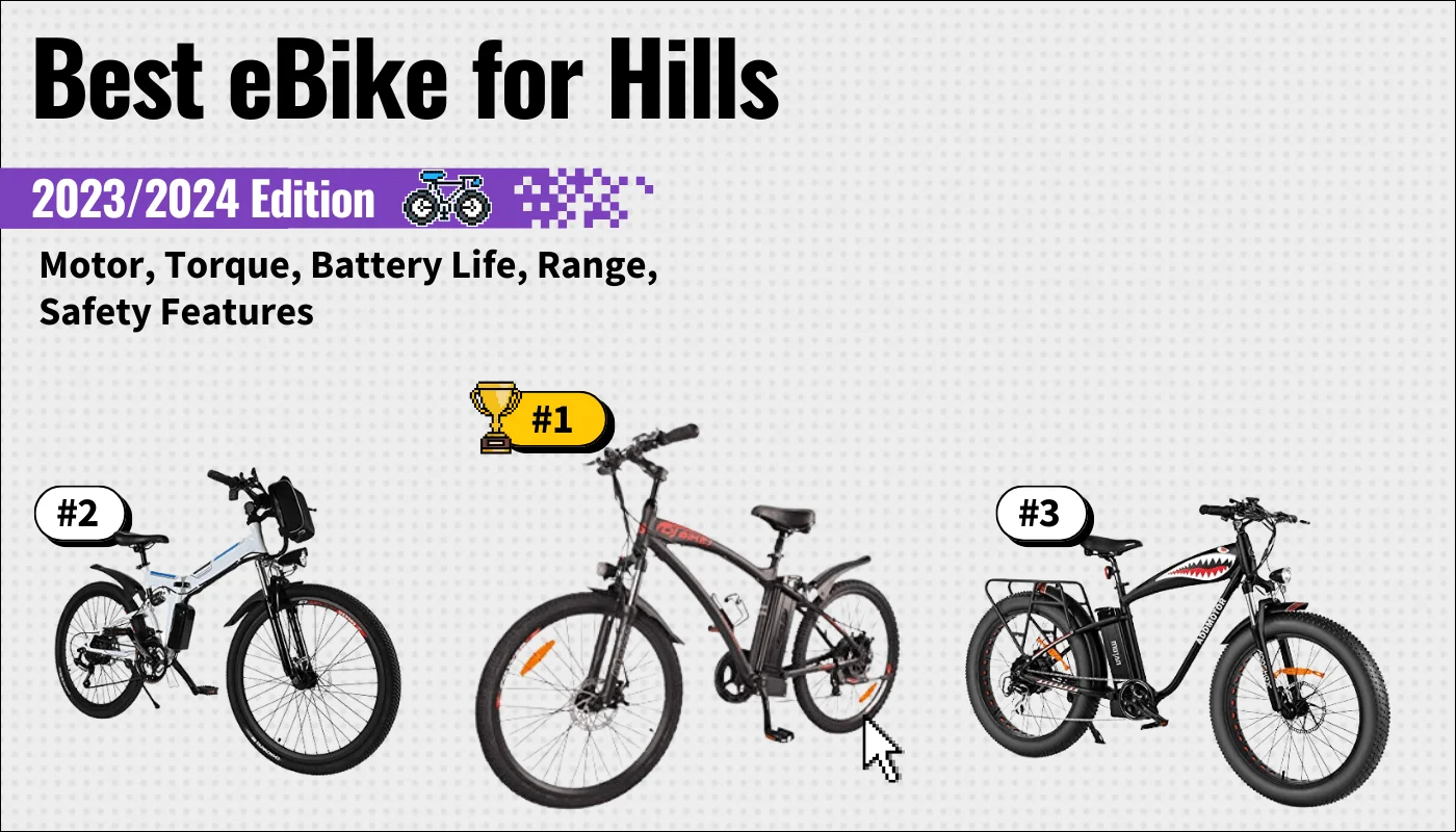 best ebike for hills featured image that shows the top three best electric bike models