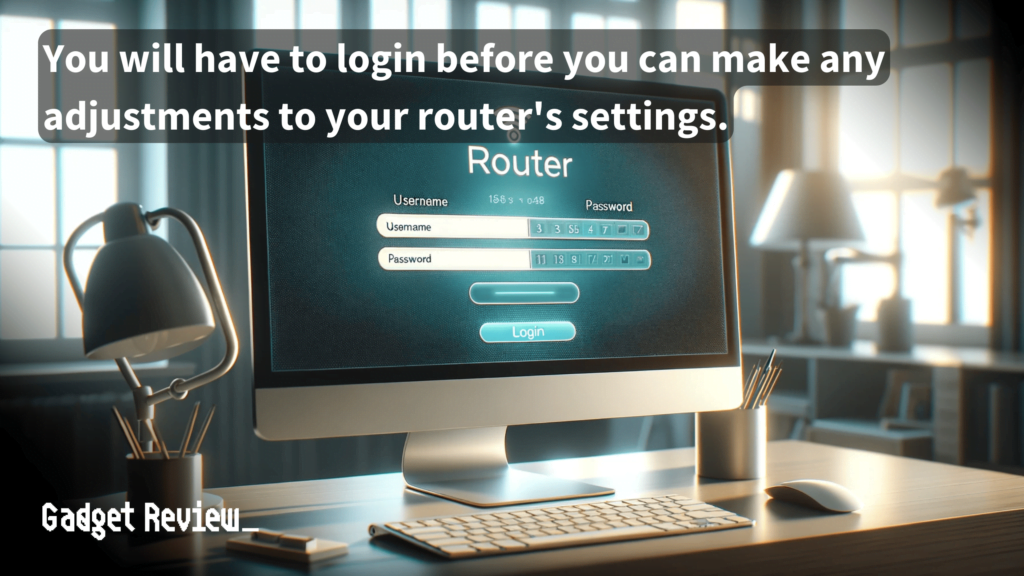 A monitor with a login screen for a router.