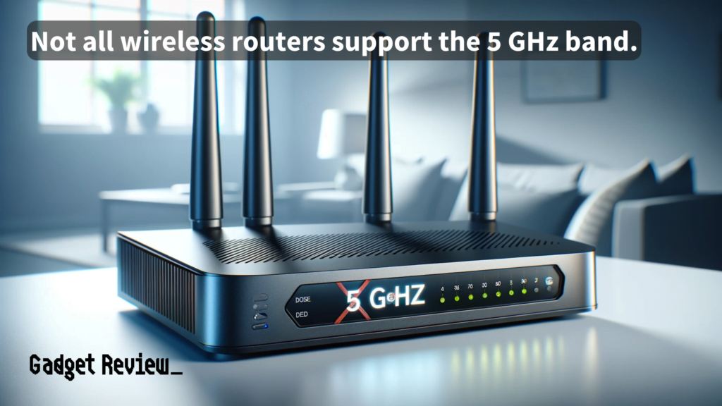 a wireless router showing 5 ghz speed on the display.
