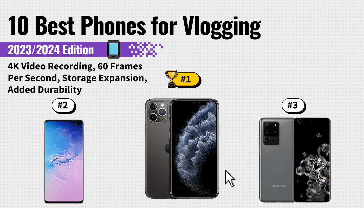 best phones vlogging featured image that shows the top three best smartphone models