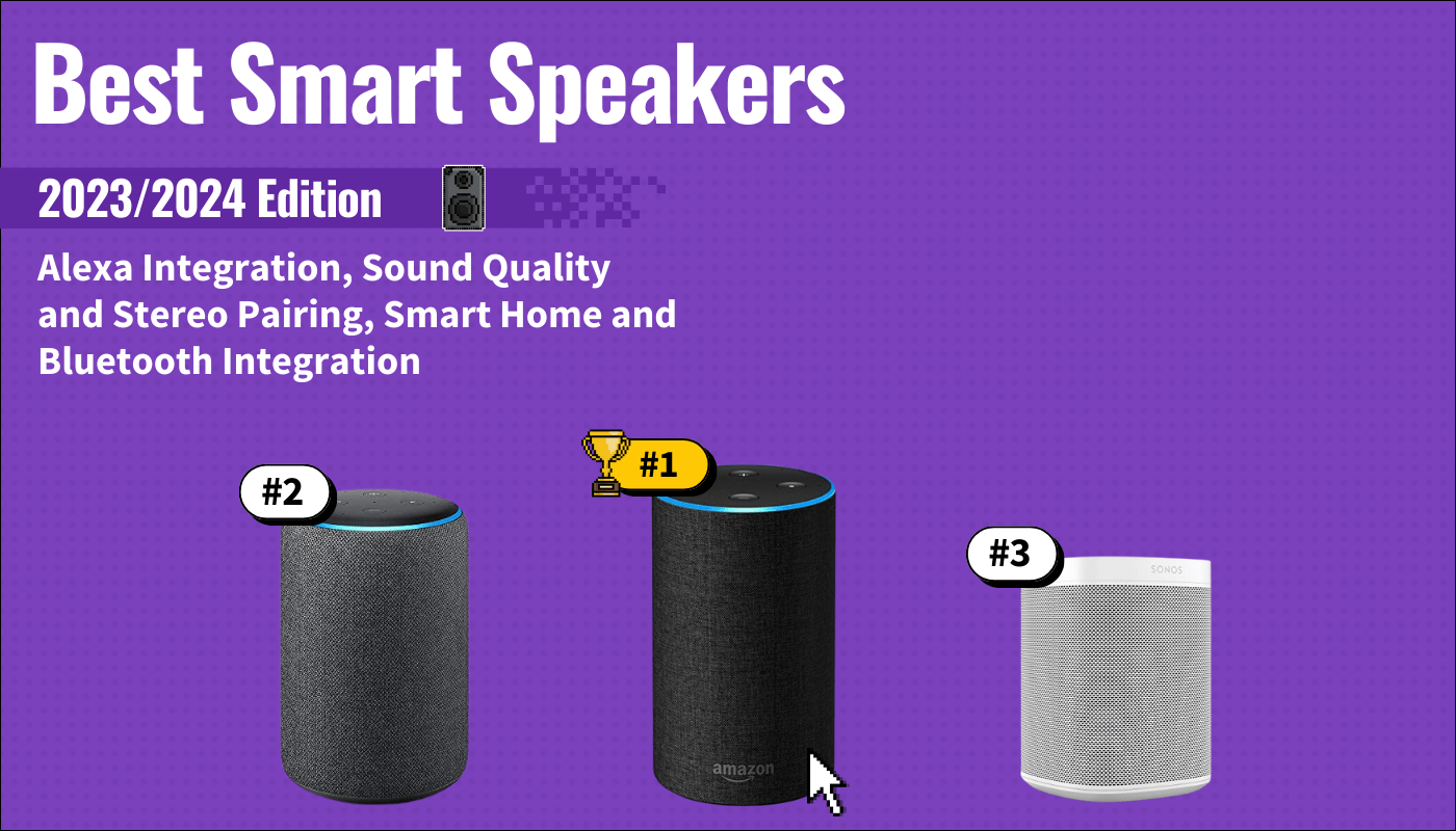 best smart speaker featured image that shows the top three best speaker models