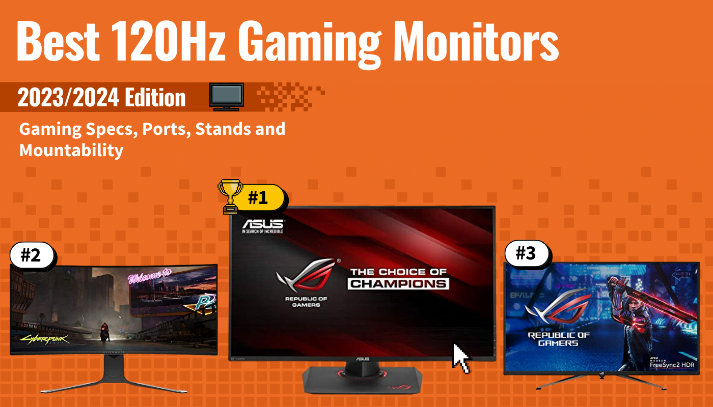 best 120hz gaming monitors featured image that shows the top three best gaming monitor models