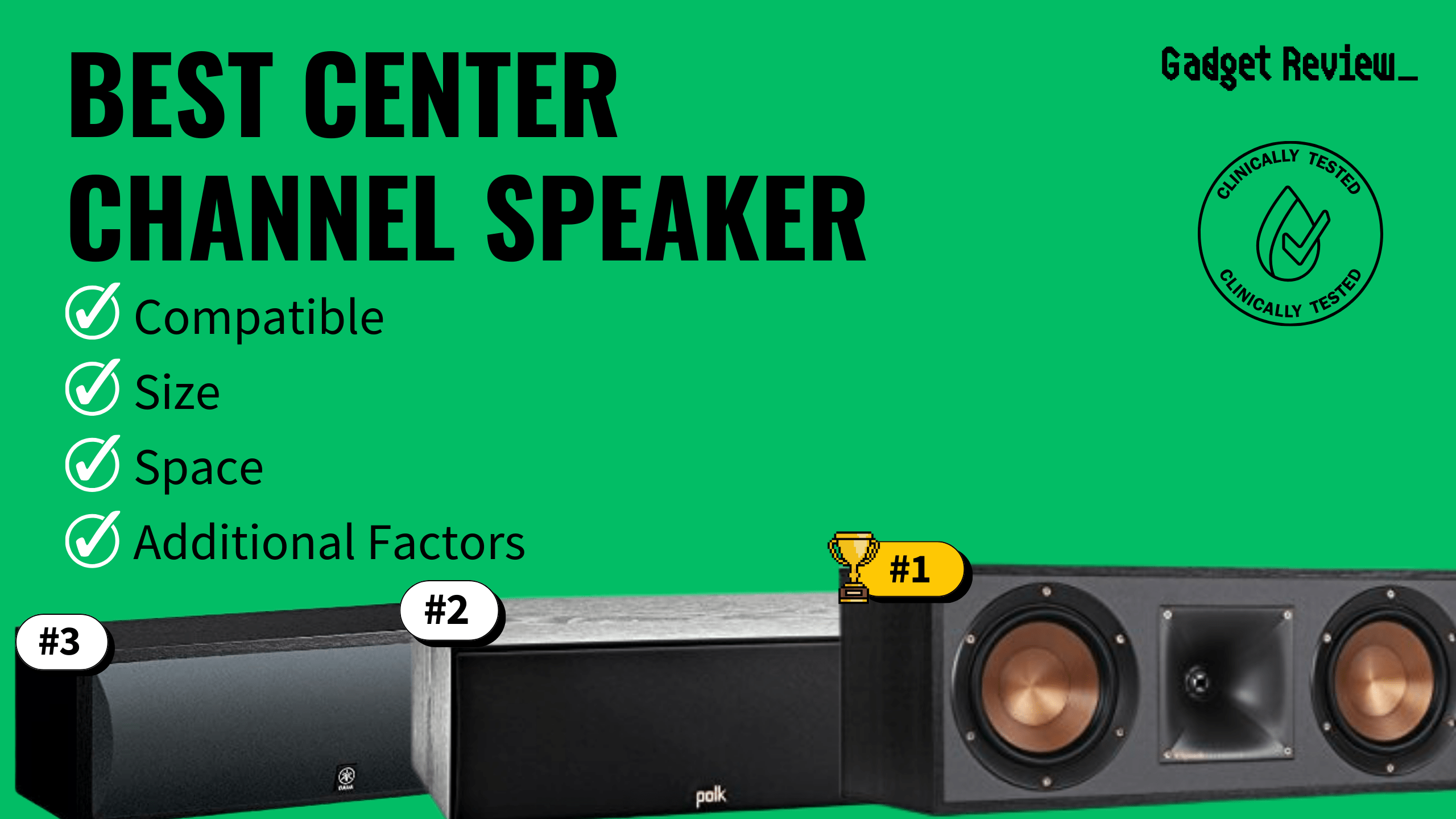 best center channel speaker featured image that shows the top three best speaker models