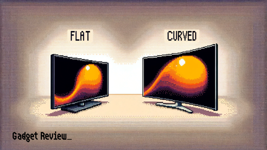 side-by-side comparison of flat-screen TV vs curved TV