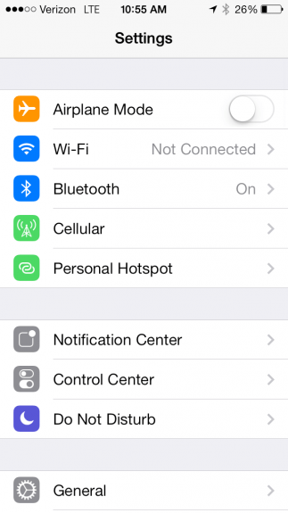 Settings iOS 7