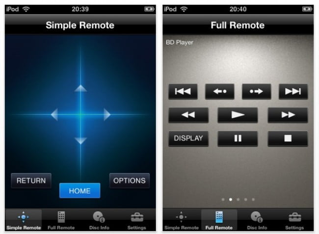 Sony iPhone Blu-ray Remote App