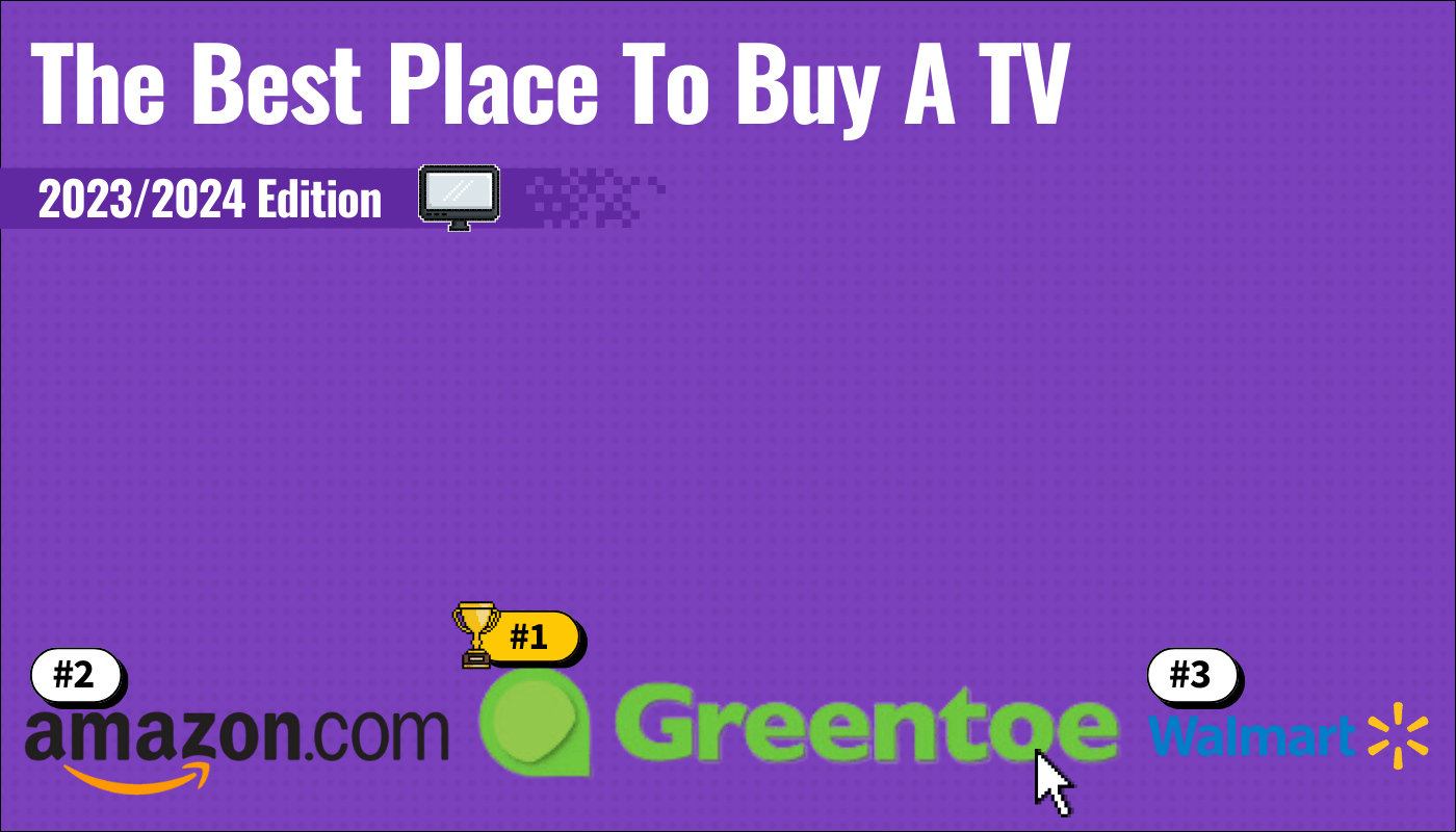 The Best Place To Buy A TV Featured Image that shows the top three TV retailers