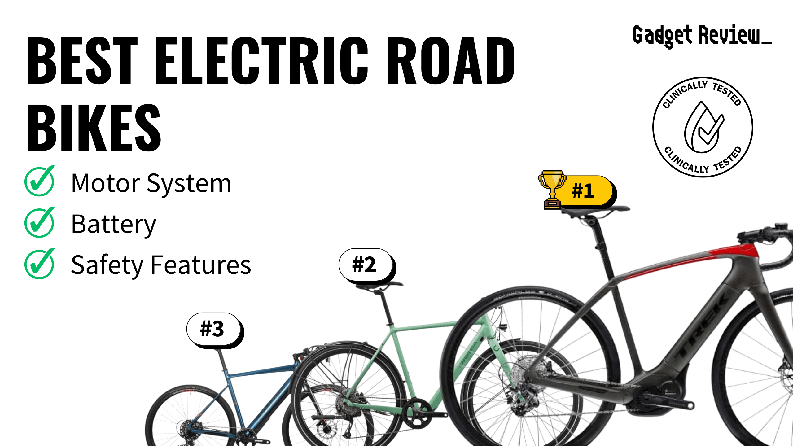 best electric road bikes featured image that shows the top three best electric bike models