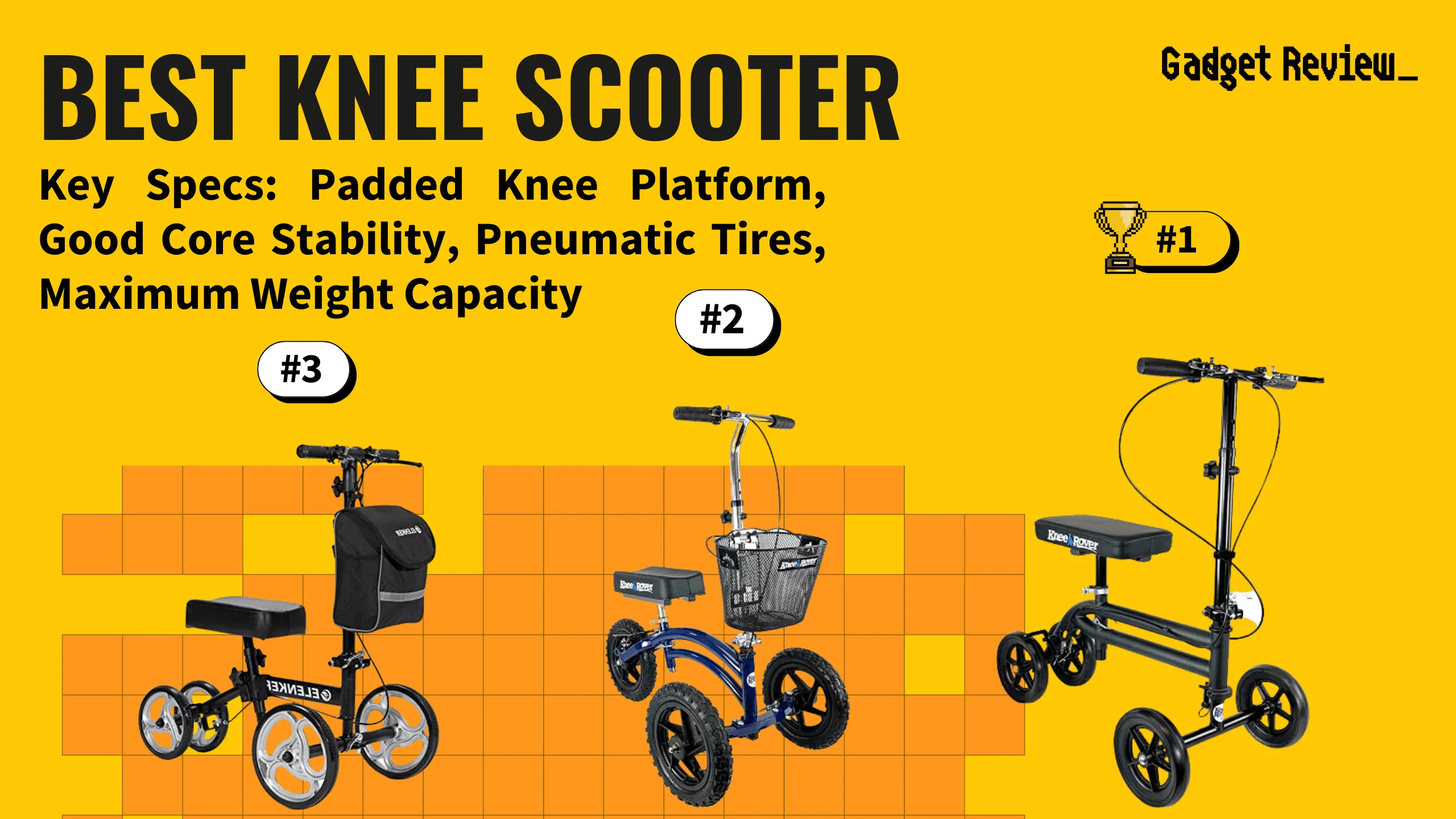 best knee scooter featured image that shows the top three best health & wellnes models
