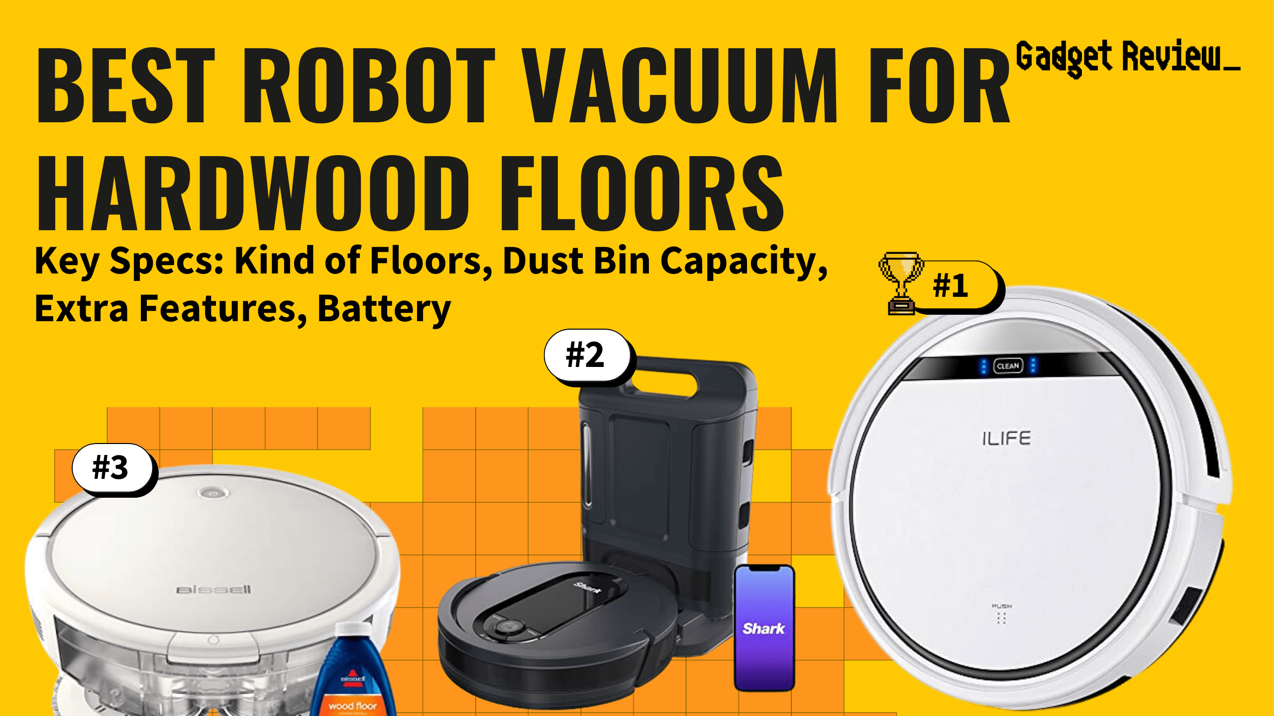 best robot vacuum for hardwood floors featured image that shows the top three best robot vacuum models