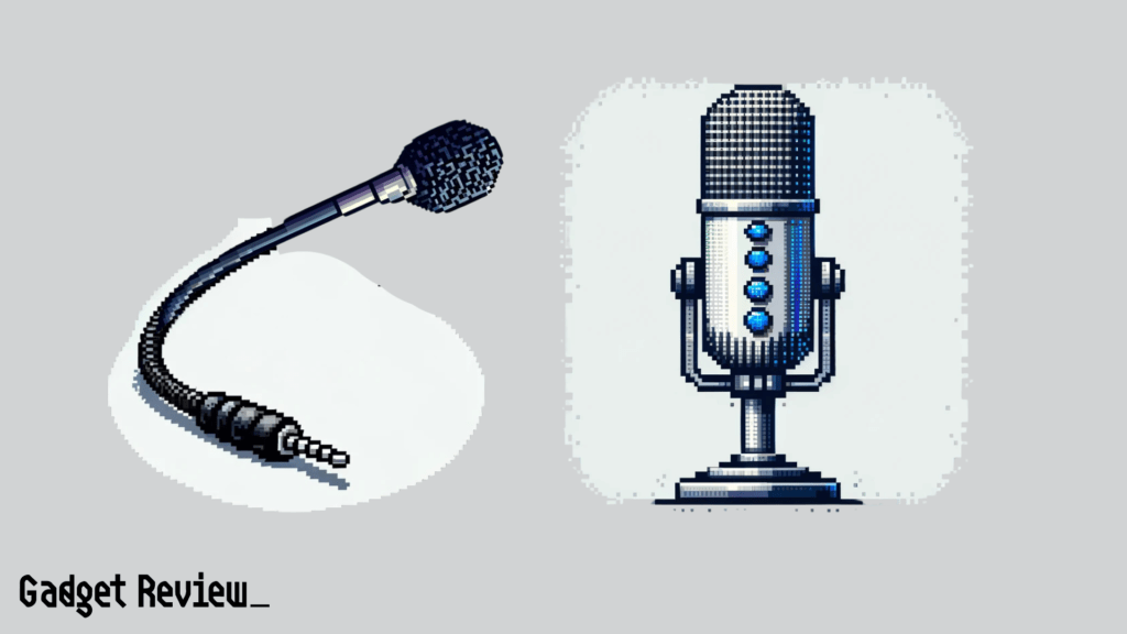 a headset mic next to a microphone