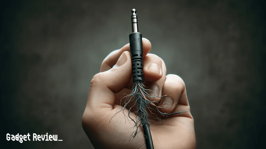 a frayed headset cord