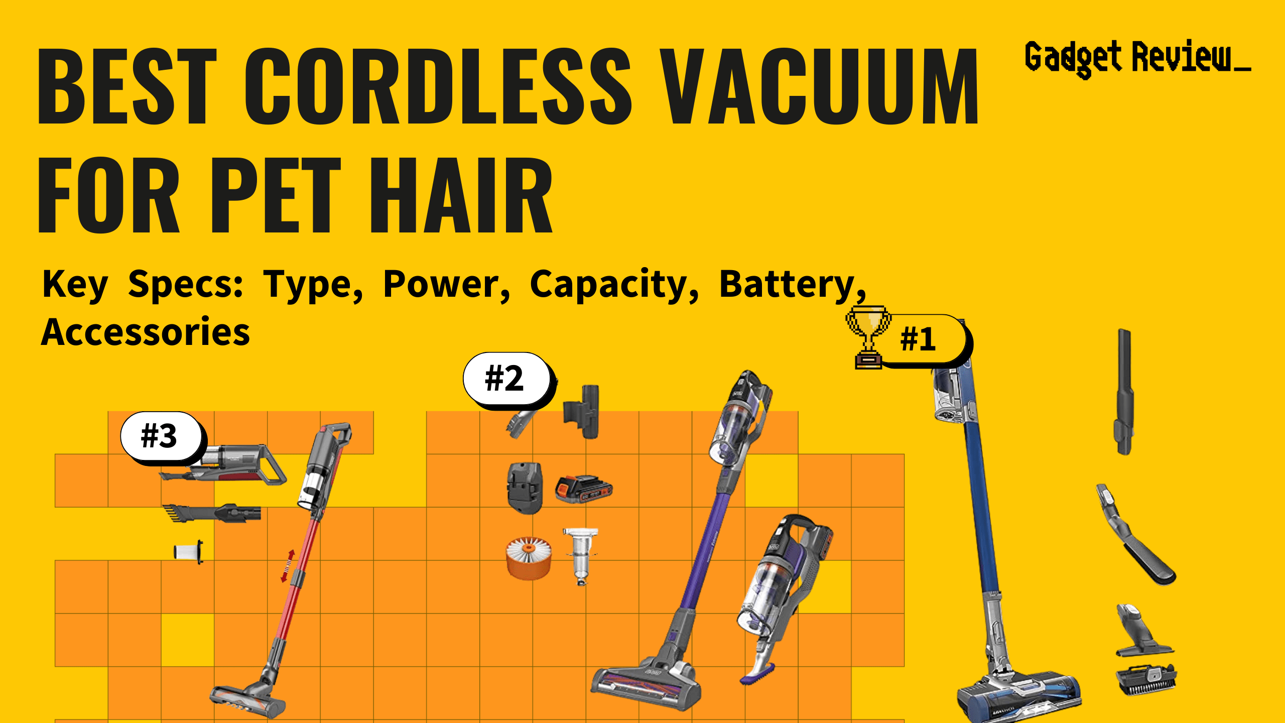 best cordless vacuum for pet hair featured image that shows the top three best vacuum cleaner models