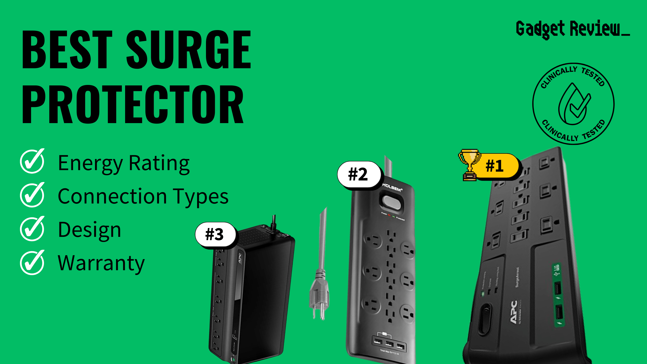 best surge protector featured image that shows the top three best speaker models