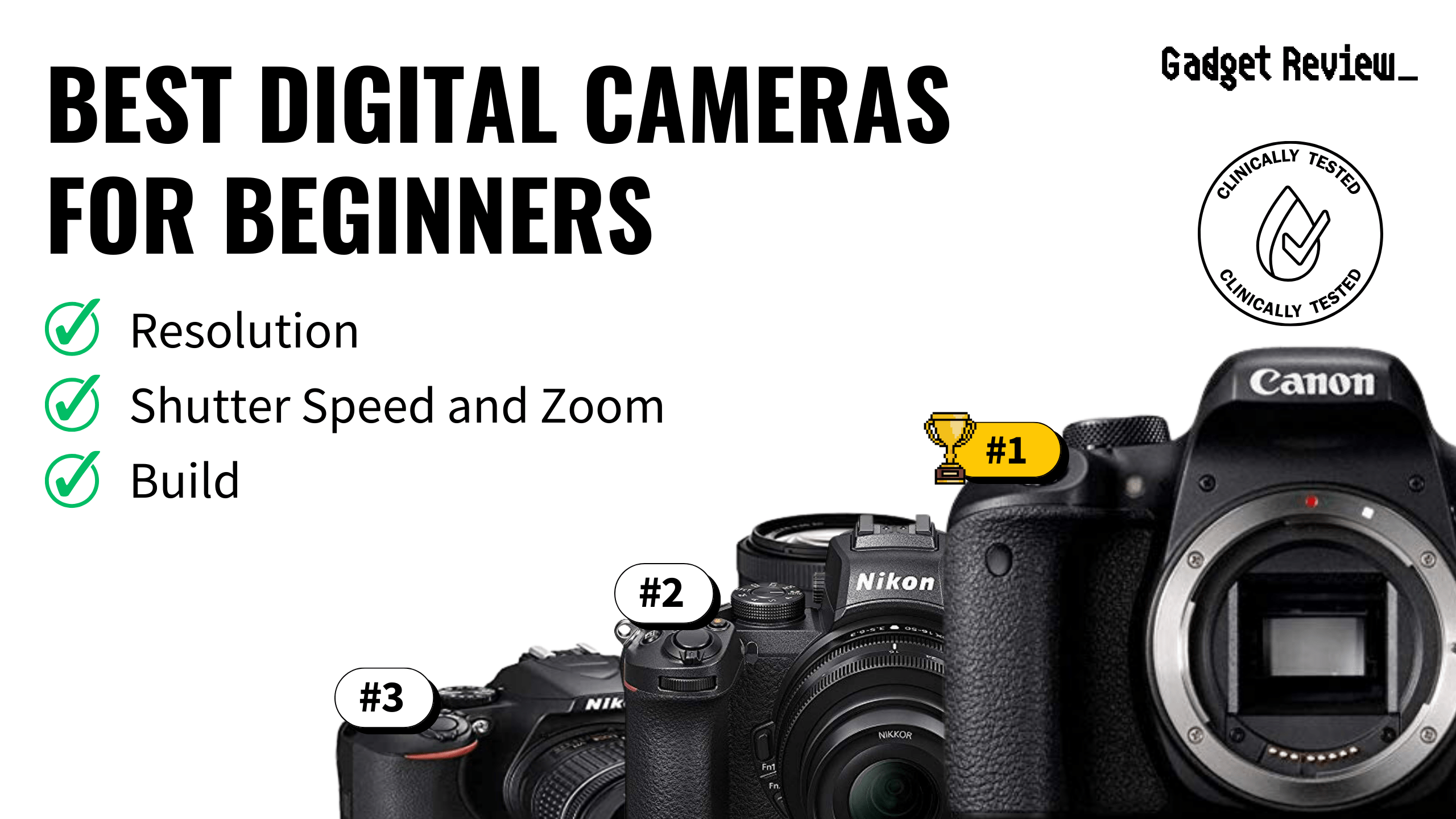 best digital camera beginners featured image that shows the top three best digital camera models