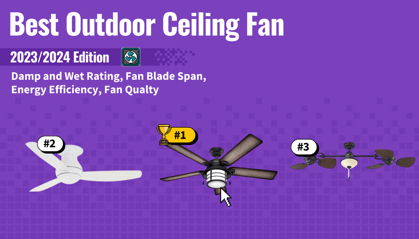 best outdoor ceiling fan featured image that shows the top three best fan models