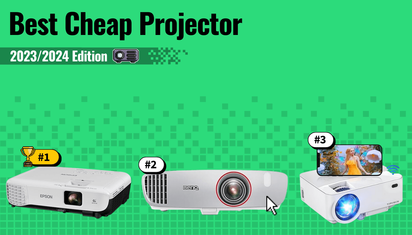 best cheap projector featured image that shows the top three best projector models