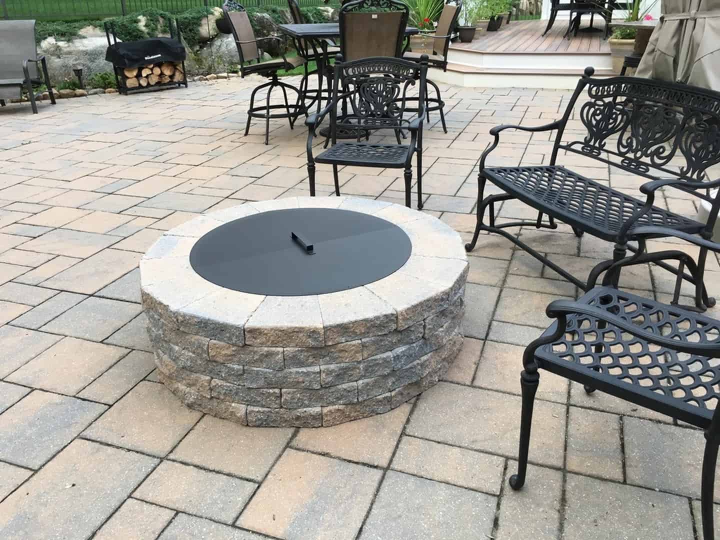 Waterproof Windproof Anti-UV Heavy D Saking Patio Fire Pit Cover Round 44 inch 