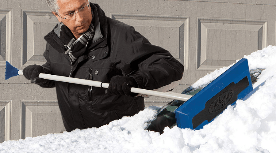 WindCar Snow Ice Scraper 2 Pack Heavy-Duty Snows Scrape Remover with Foam Handle for Car Windshield Window Glass Frost Scraping Black 