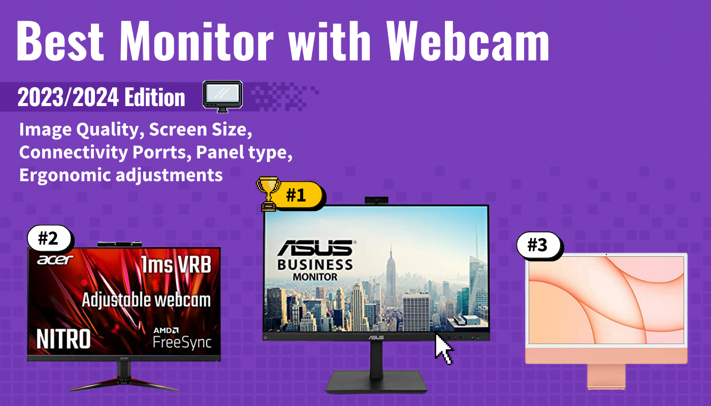best monitor with webcam featured image that shows the top three best computer monitor models