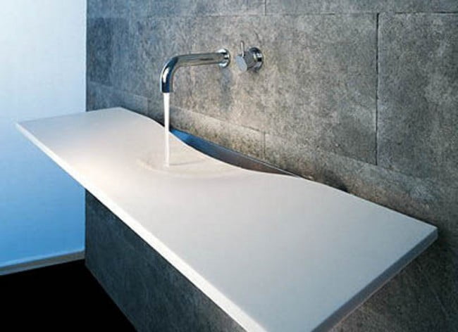 contemporary-sink-from-omvivo-onda-washplane-by-joseph-licciardi-omvivo-onda-washplane-single-corian-photo