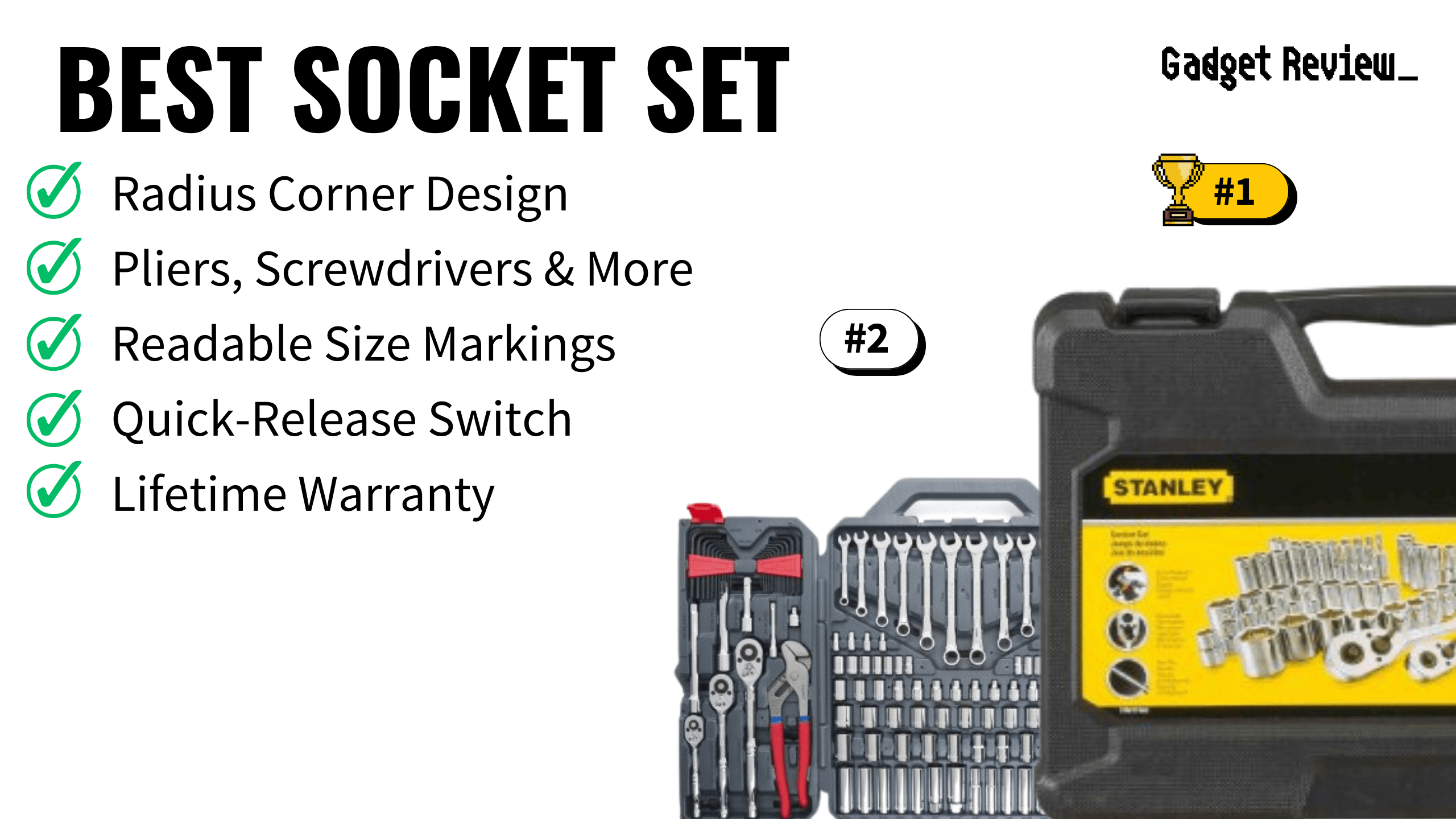 best socket set featured image that shows the top three best tool models