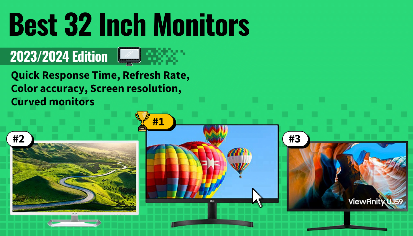 best 32 inch monitor featured image that shows the top three best computer monitor models