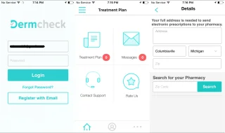 DermCheck's login screens are quick and easy to navigate through.|The DermCheck consultation setup is a quick and convenient way to get a diagnosis without ever having to go to the doctor.|DermCheck is a new and innovative way to get a diagnosis from a doctor without ever having to step foot into an actual office.