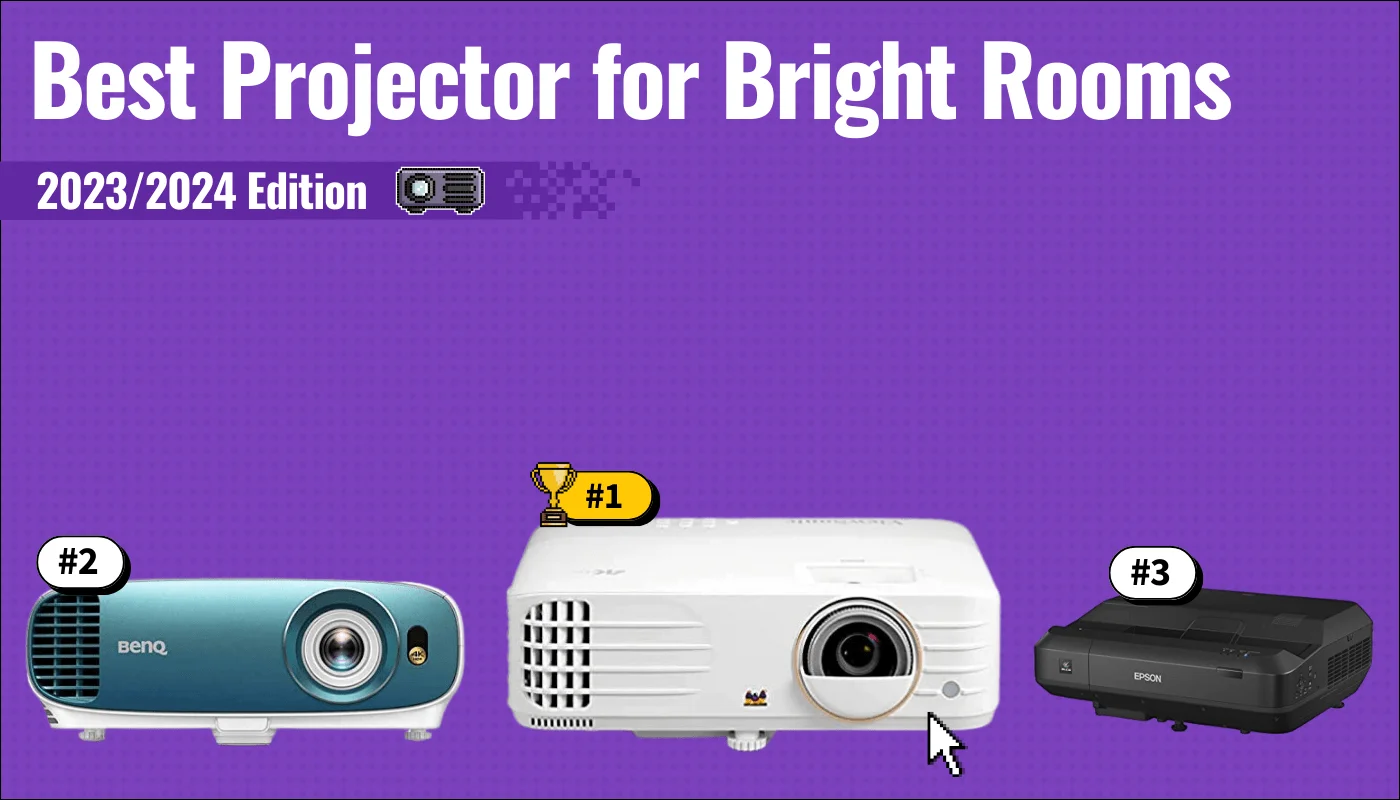 best projector bright rooms featured image that shows the top three best projector models