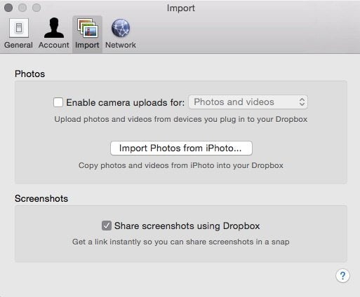 Dropbox Camera Upload and Screenshot