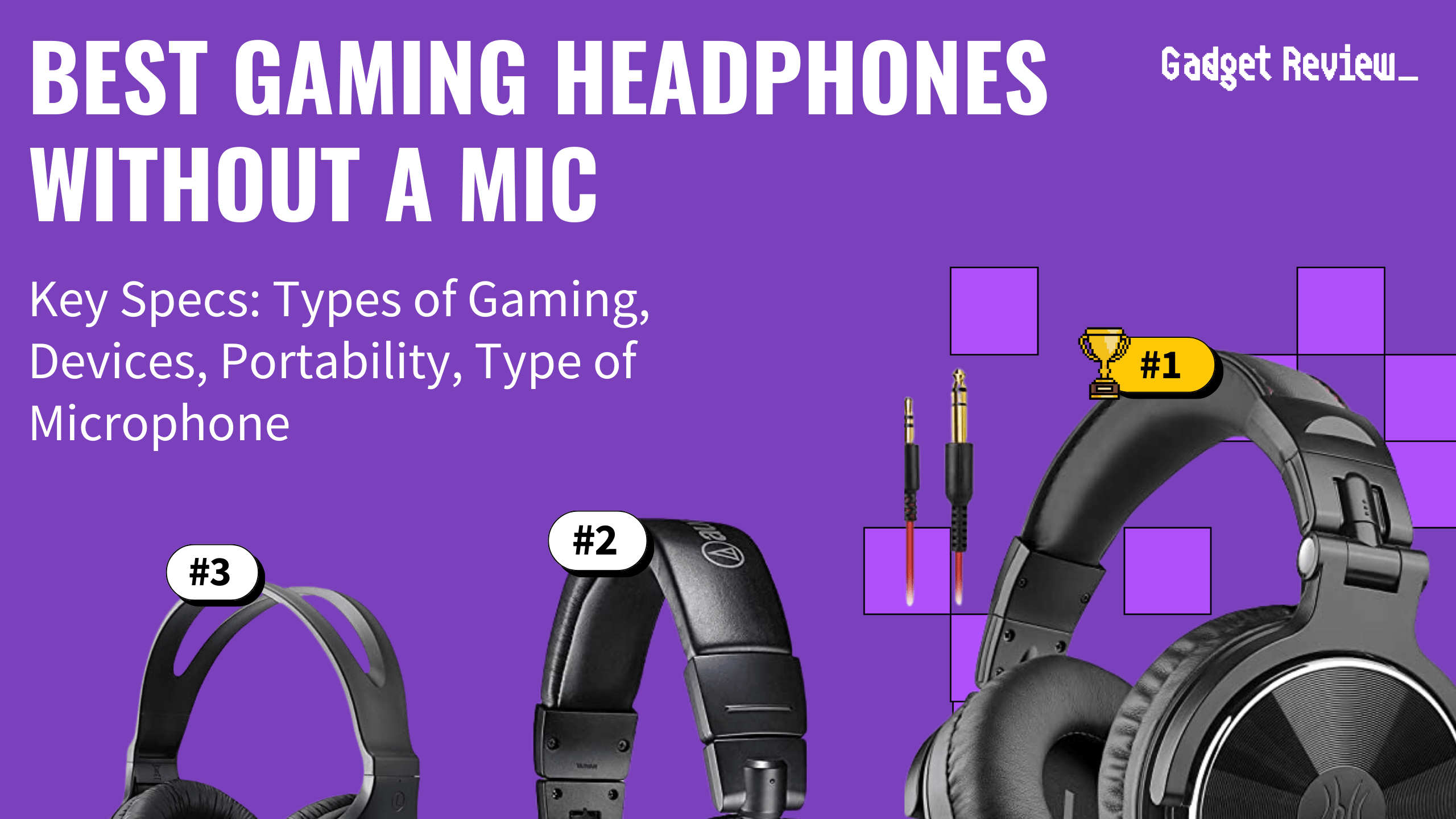 best gaming headphones without mic featured image that shows the top three best gaming headset models