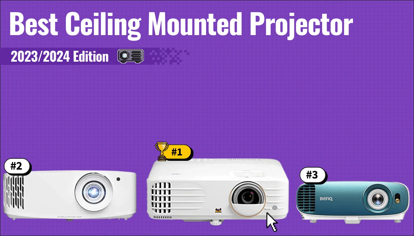 best ceiling mounted projector featured image that shows the top three best projector models