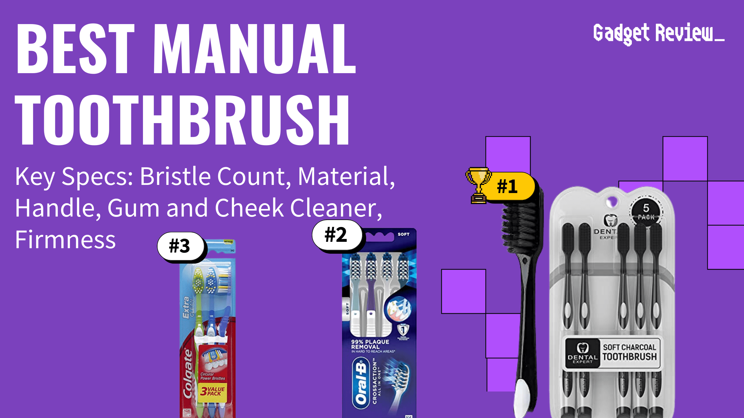 best manual toothbrush featured image that shows the top three best bathroom essential models