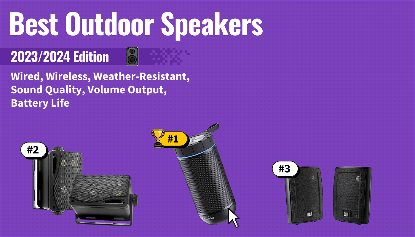 best outdoor speakers featured image that shows the top three best speaker models