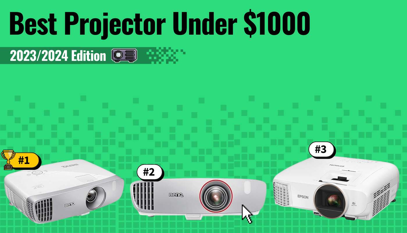 best projector under 1000 featured image that shows the top three best projector models