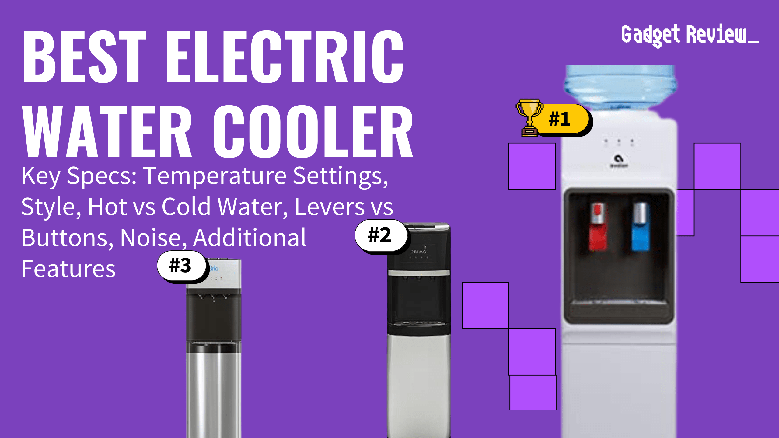 best electric water cooler featured image that shows the top three best home appliance models
