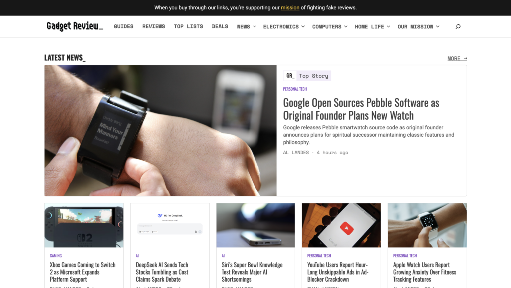 Gadget Review Homepage