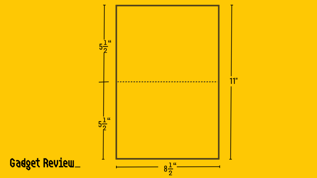 Size difference between a regular page and how it is used for half letter size printing.