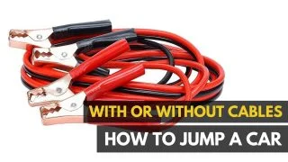 Our guide walks you through how to jump a car|Jump a car with cables diagram.|Jump a car with cables diagram.|A jumper pack for jumping a dead battery.|Jump start push method